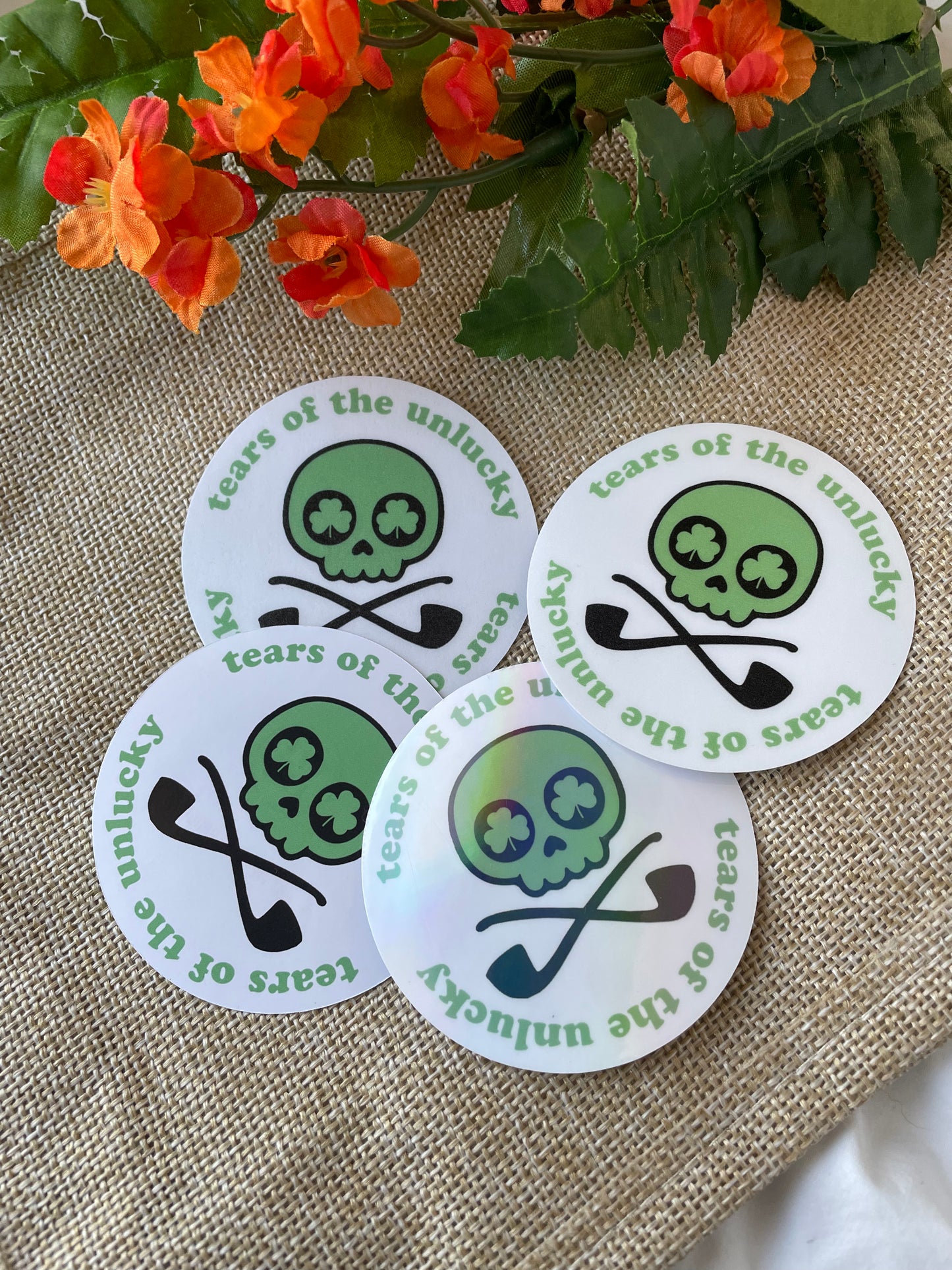 st. patrick's day unlucky tears weatherproof stickers