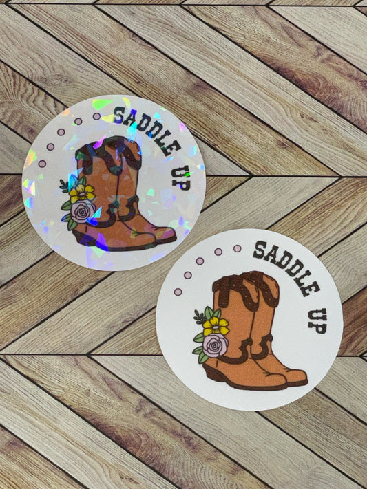 saddle up weatherproof stickers