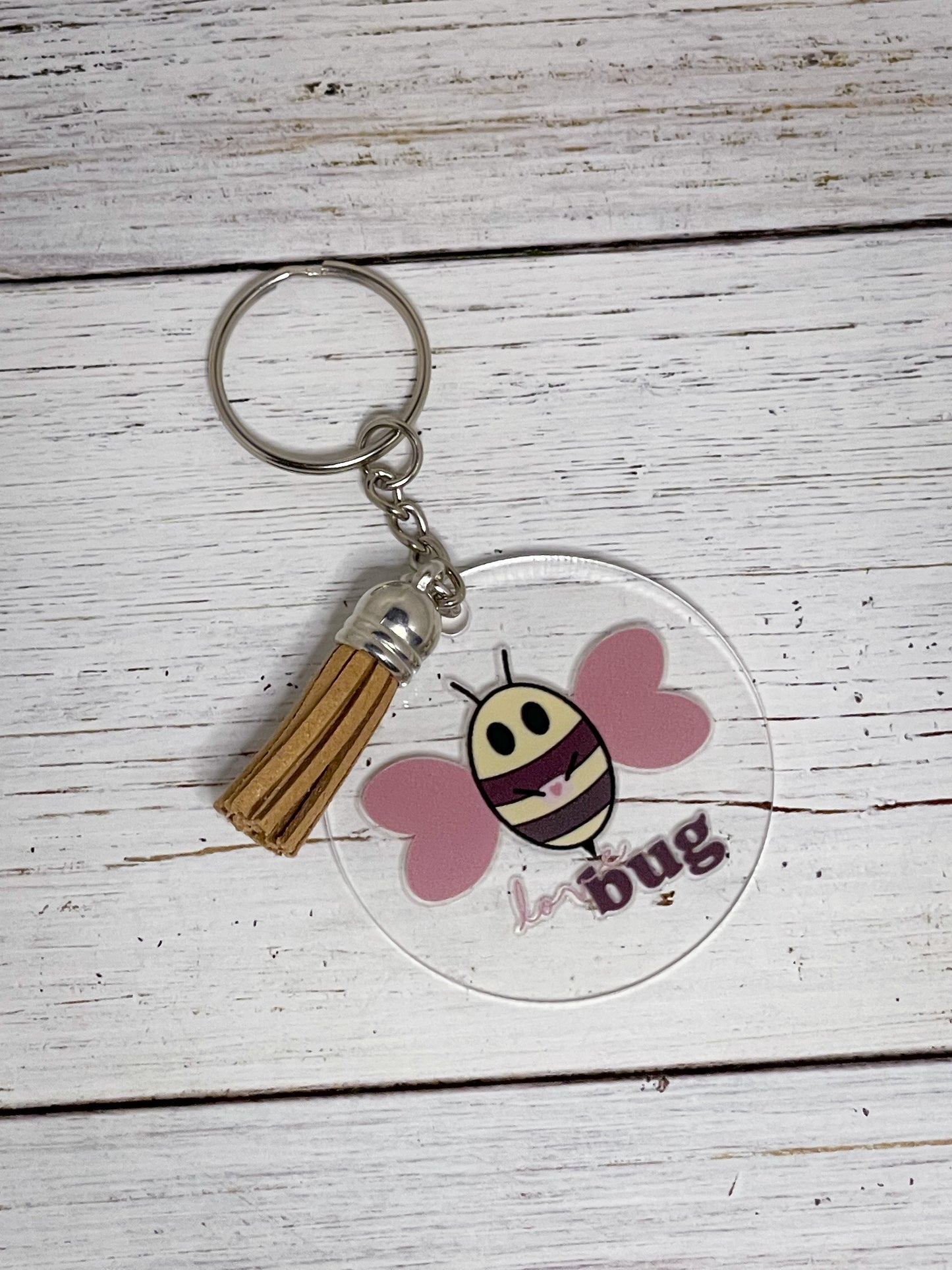 valentine's day love bug clear acrylic keychain