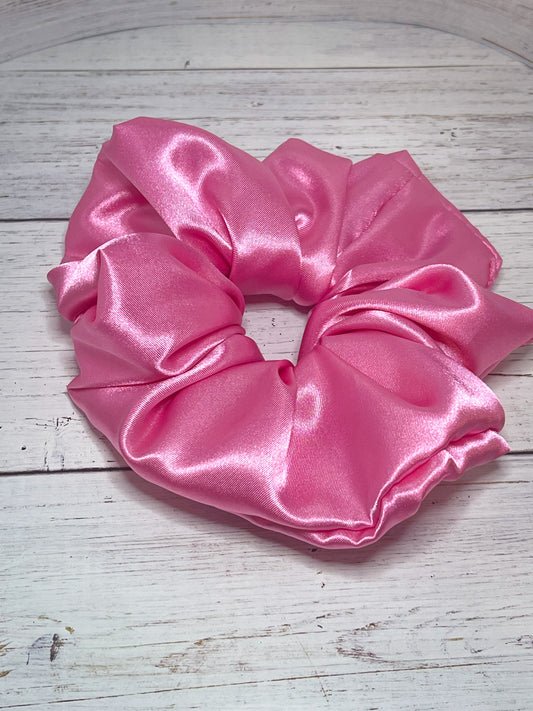 Sabrina pink silk scrunchie