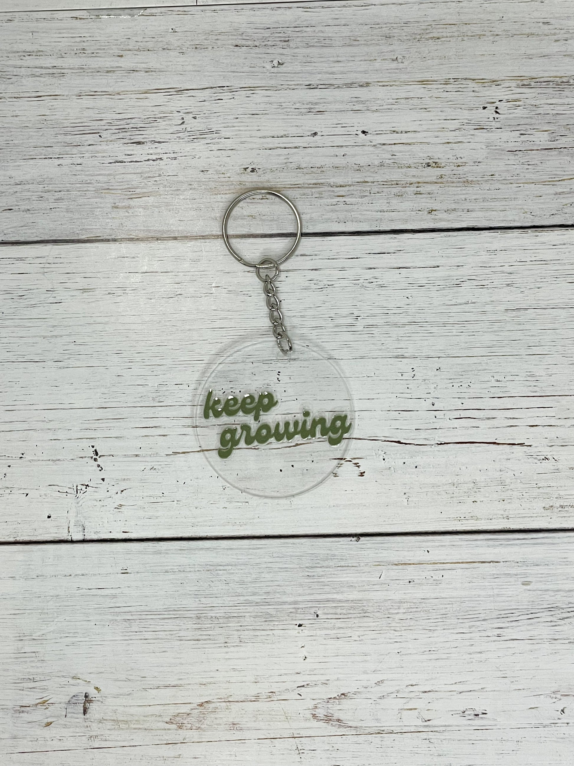 keep growing green clear acrylic keychain