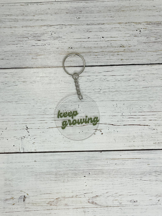 keep growing green clear acrylic keychain