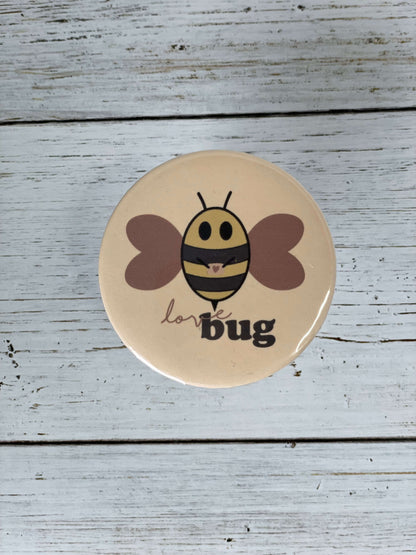 love bug peach large 57mm button