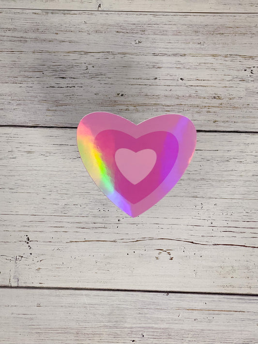 pink hearts weatherproof holographic sticker