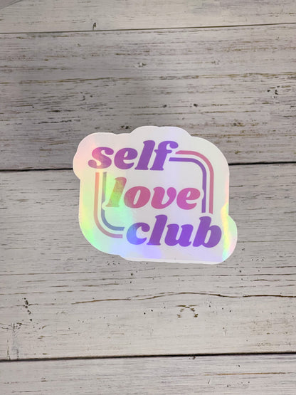 self love club waterproof holographic sticker