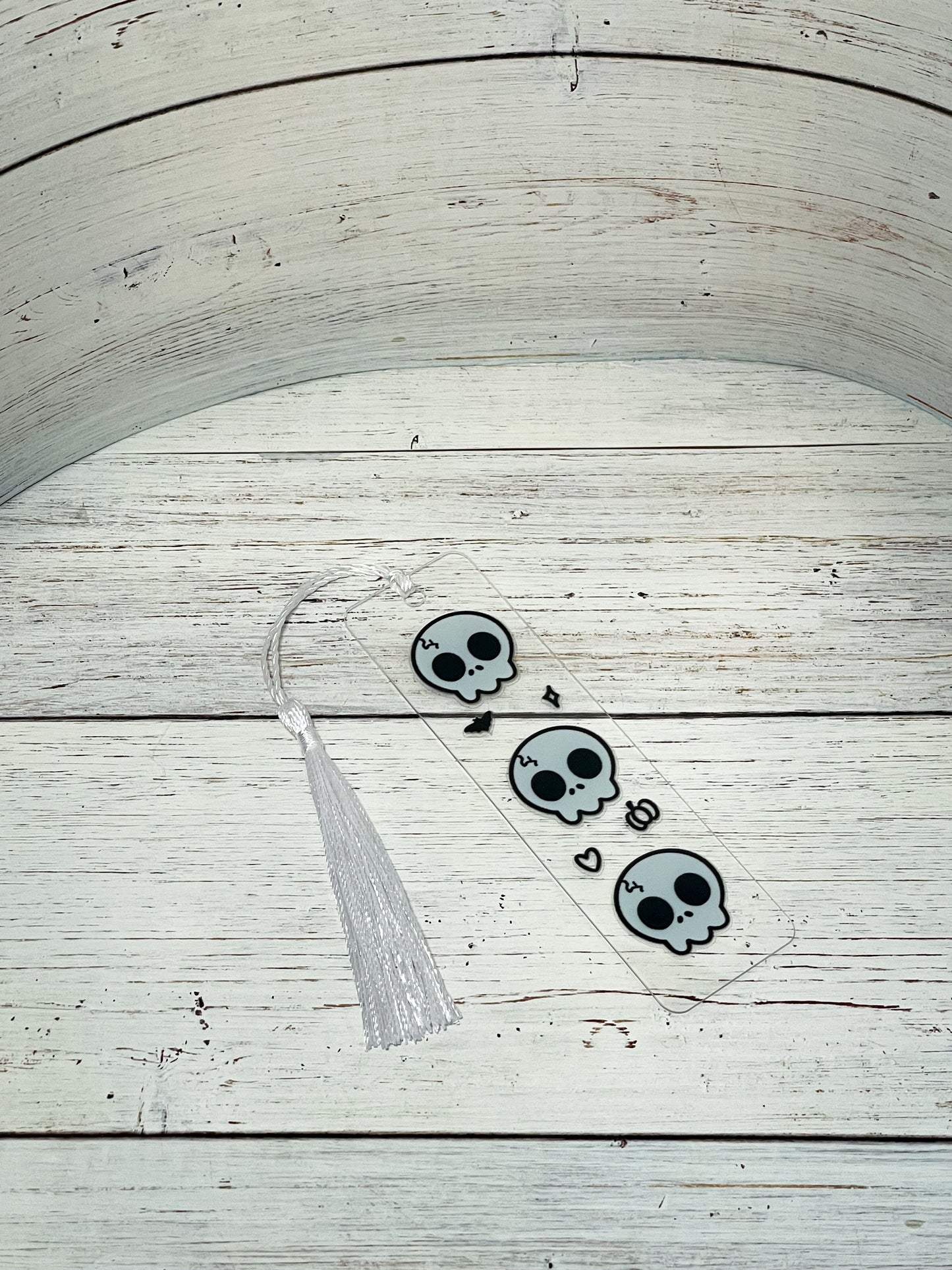 halloween skull buddy clear acrylic bookmark