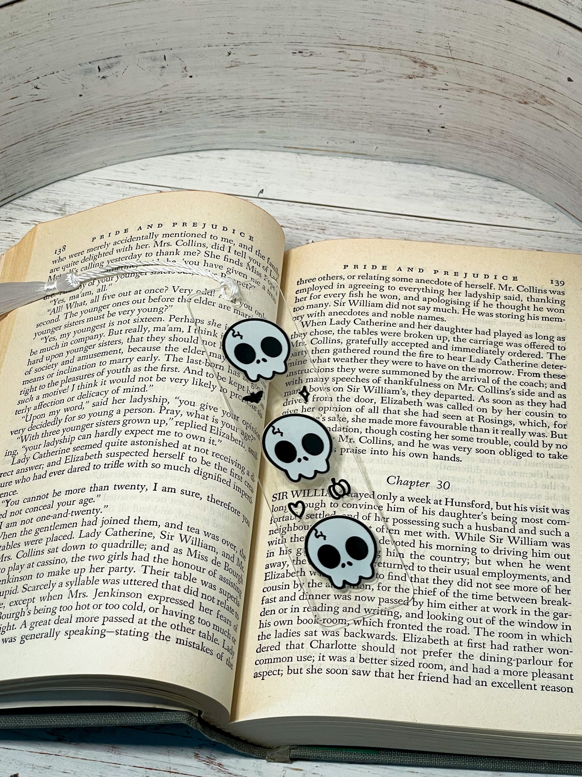 halloween skull buddy clear acrylic bookmark