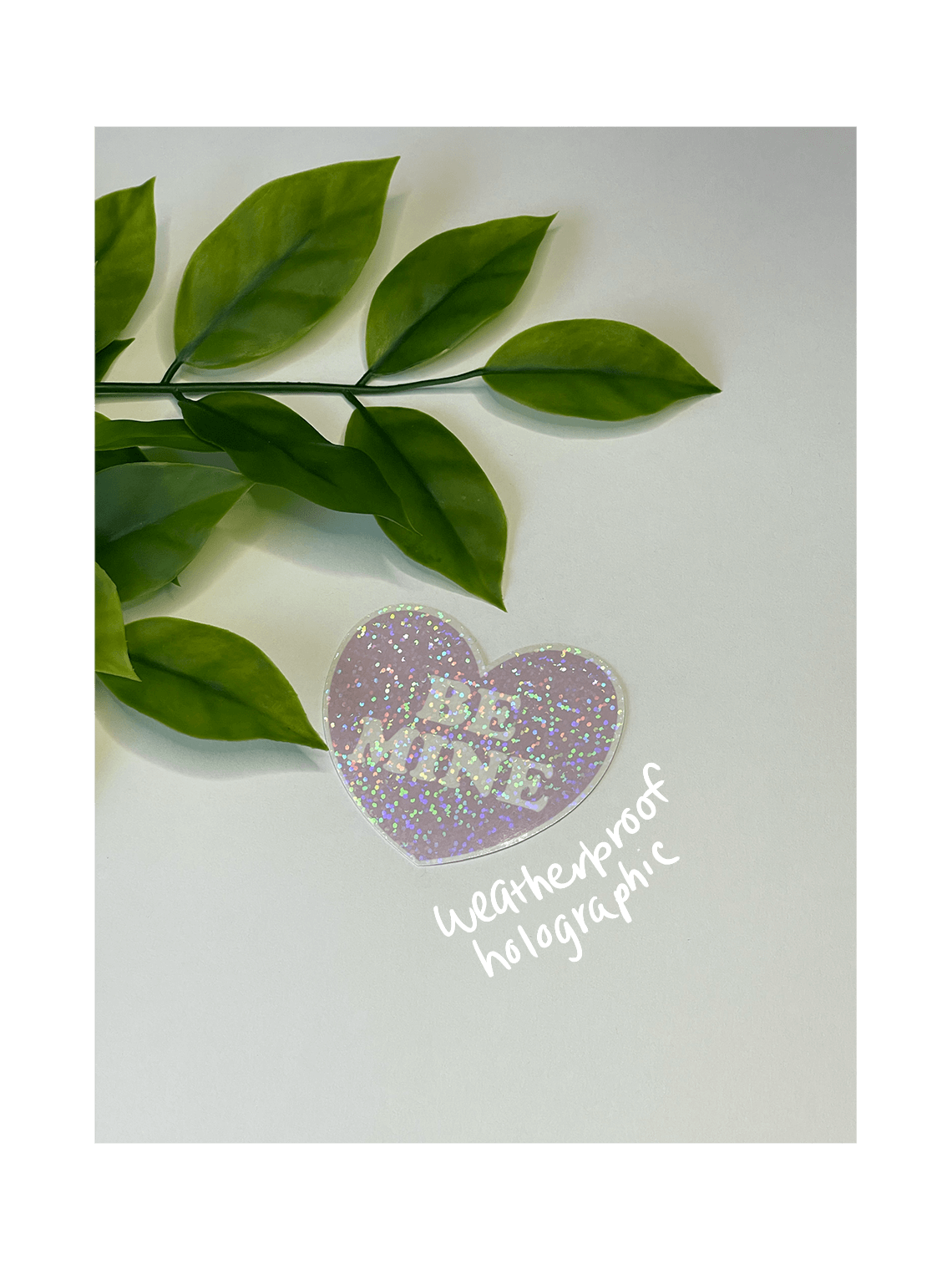 valentine's day be mine purple waterproof holographic sticker