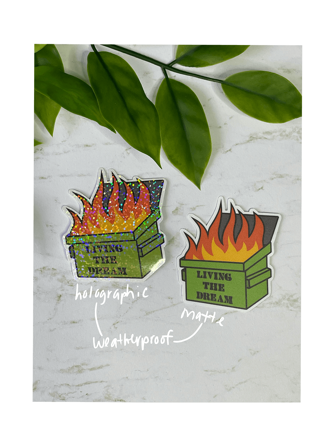 dumpster fire weatherproof stickers