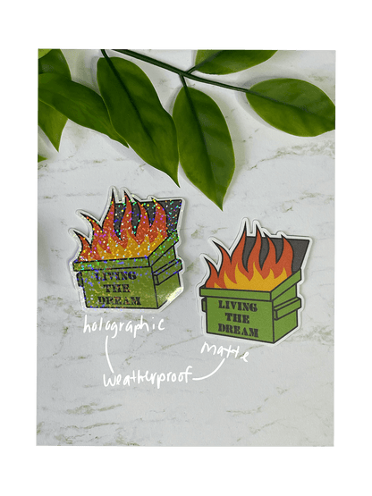 dumpster fire weatherproof stickers