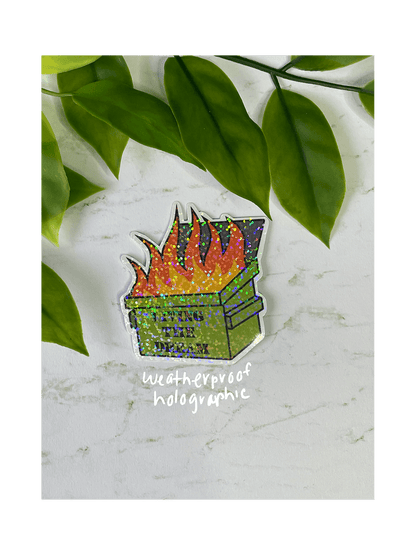 dumpster fire waterproof holographic sticker