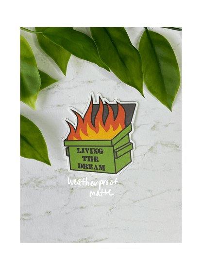 dumpster fire waterproof matte sticker