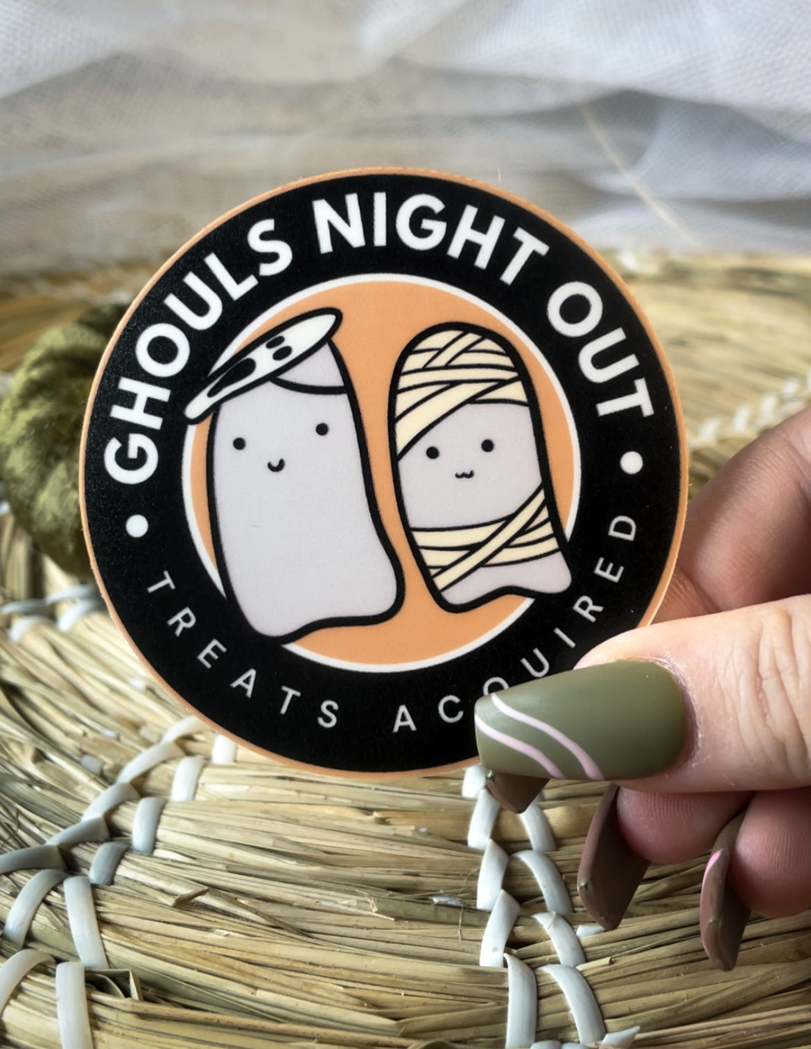 halloween ghouls night out waterproof matte sticker