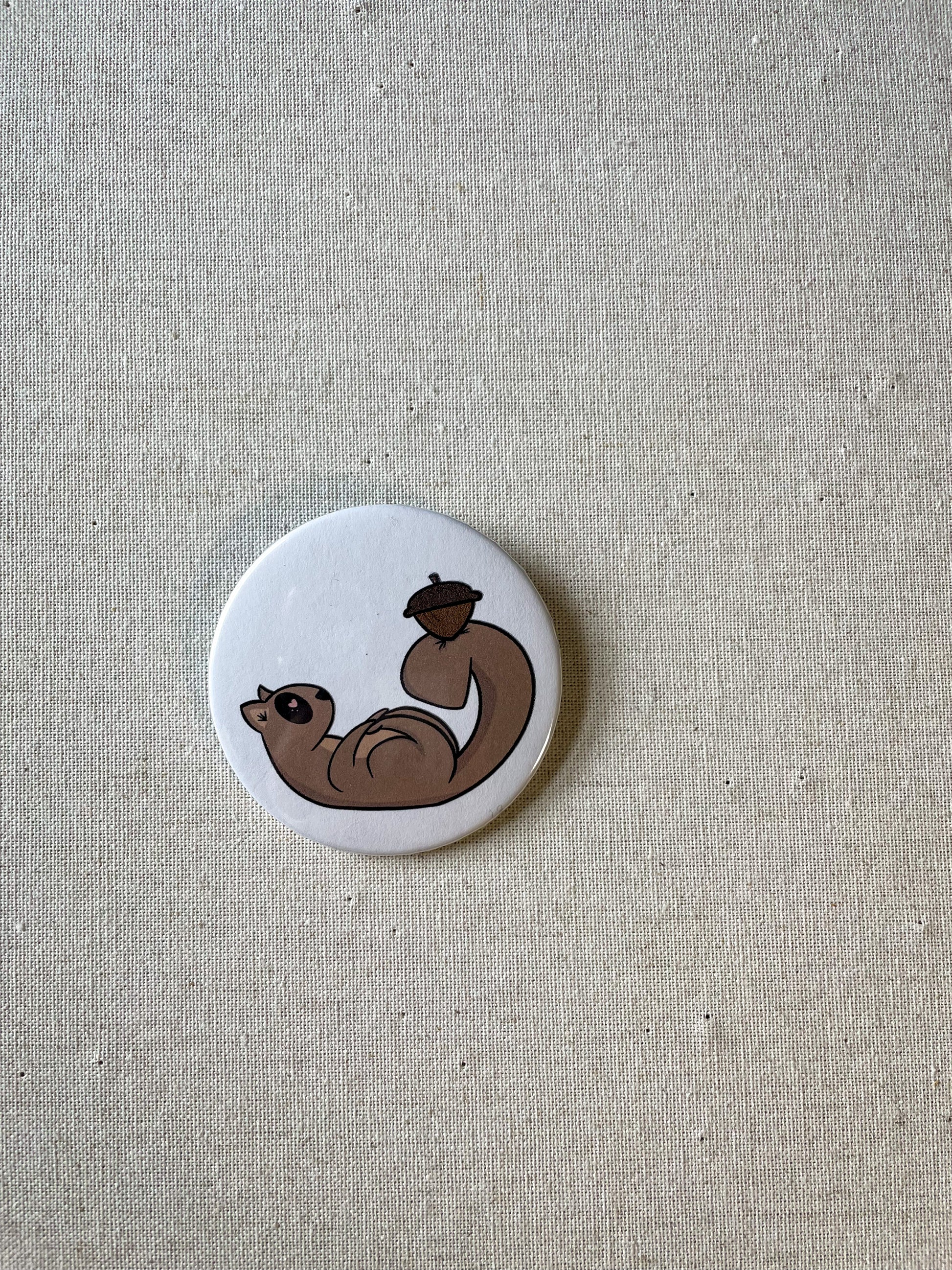 fall Happy squirrel large 57mm button