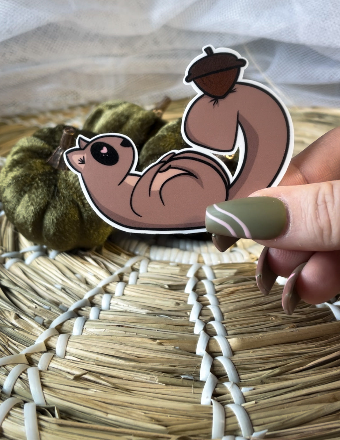 autumn fall happy squirrel waterproof matte sticker