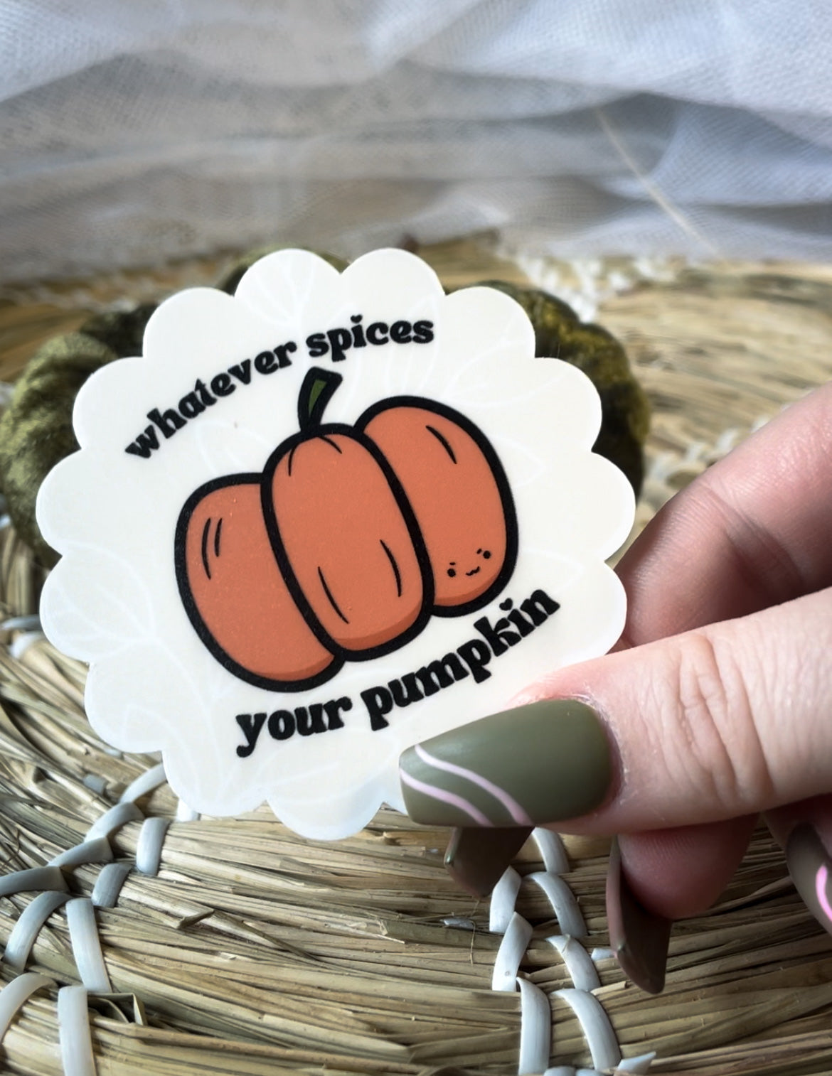 fall autumn pumpkin spice with background weatherproof matte sticker