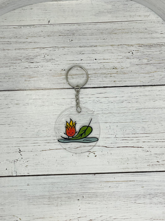 fall autumn fire dude clear acrylic keychain