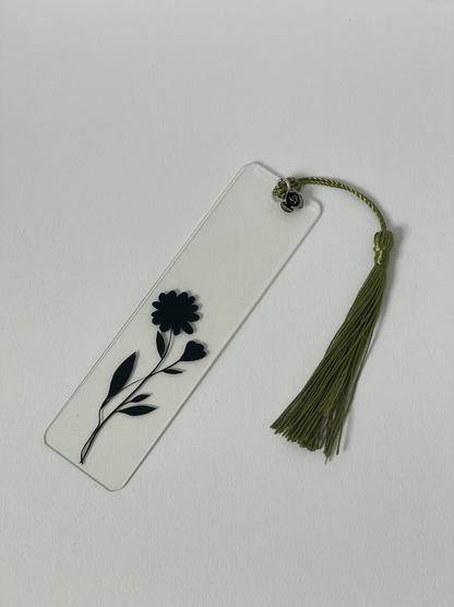 Flowers Black Clear Acrylic Bookmark