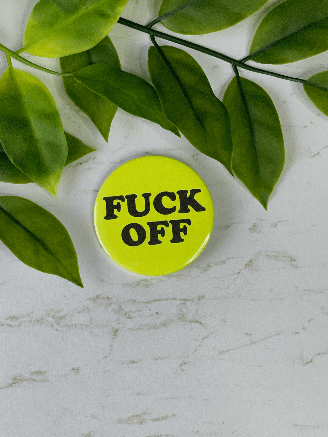 fuck off yellow large 57mm button