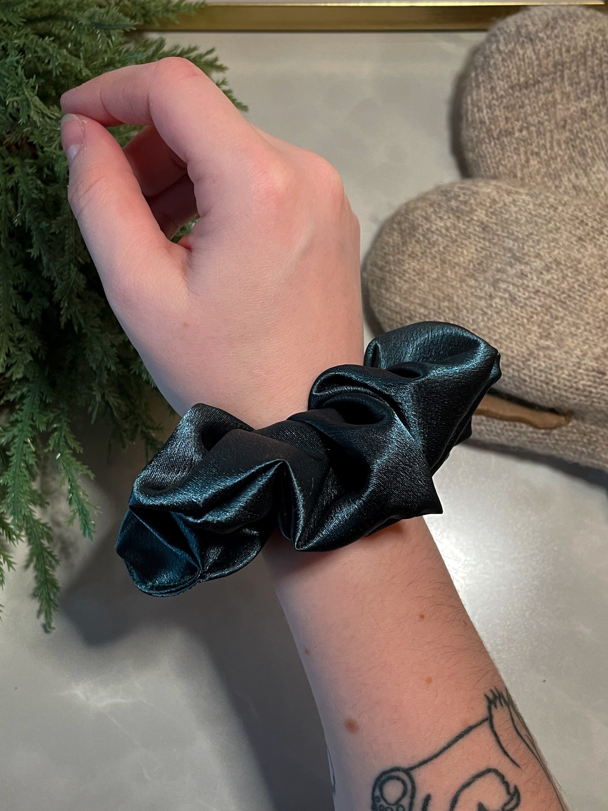 jade silk handmade scrunchie