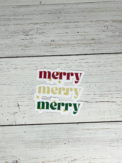 christmas merry weatherproof matte sticker