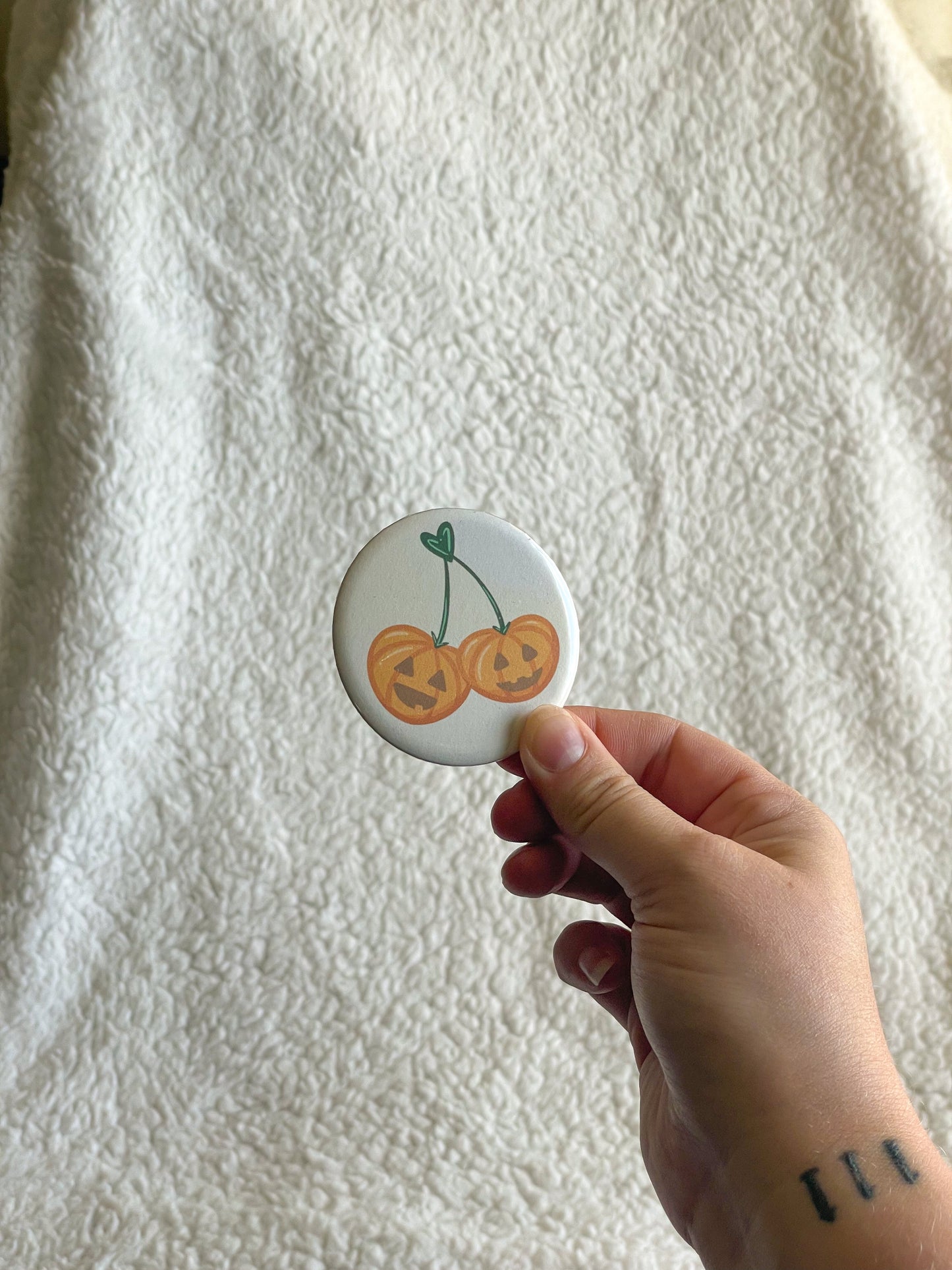 Pumpkin Cherries Button