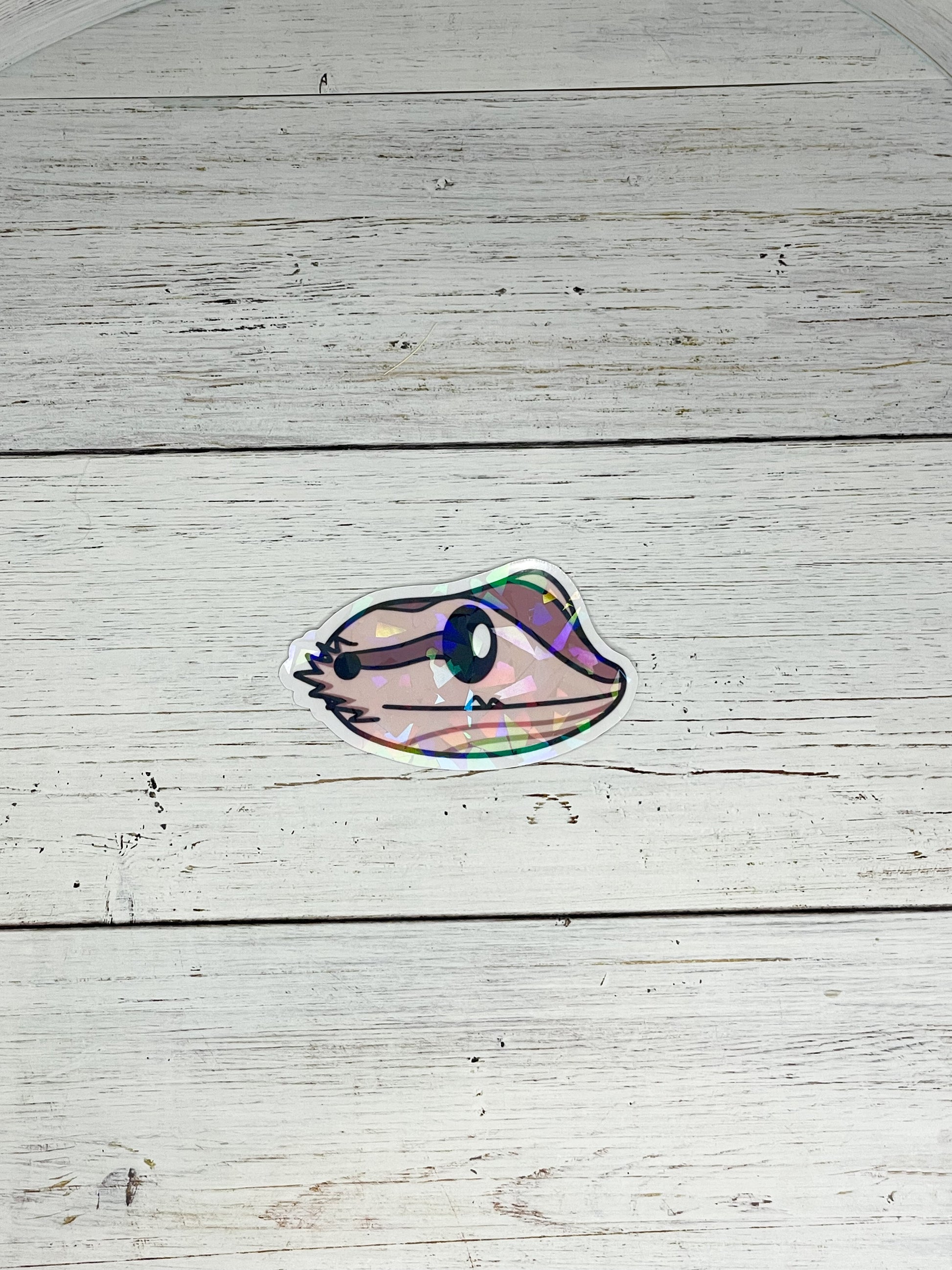 rufus side bearded dragon waterproof holographic sticker