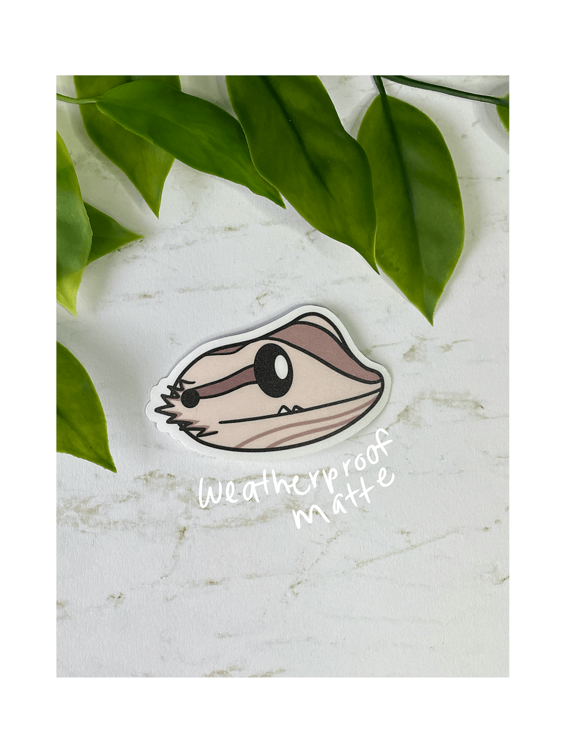 rufus side bearded dragon weatherproof matte sticker