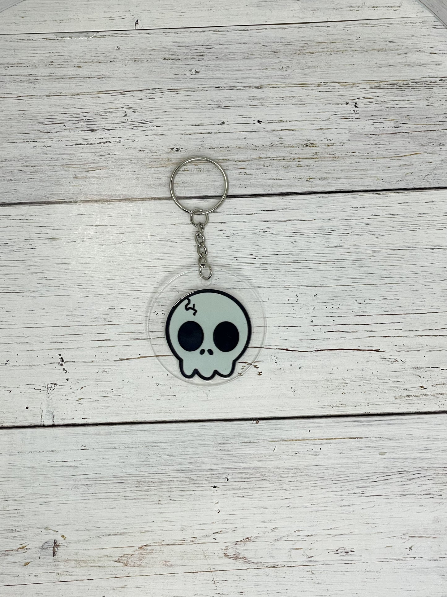 halloween skull buddy clear acrylic keychain