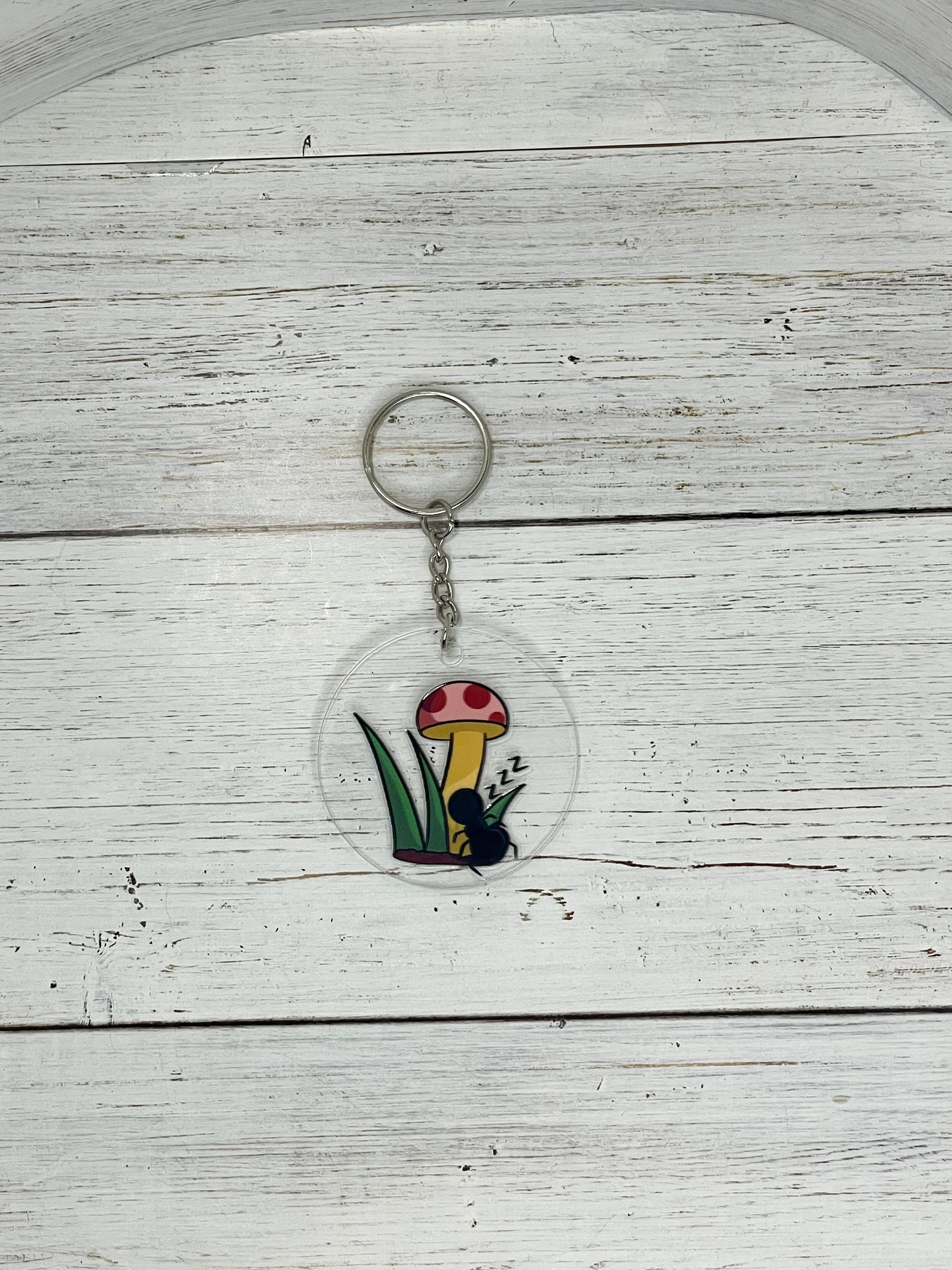 fall autumn sleepy ant clear acrylic keychain