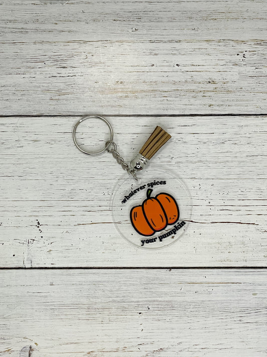 halloween fall pumpkin spice clear acrylic keychain