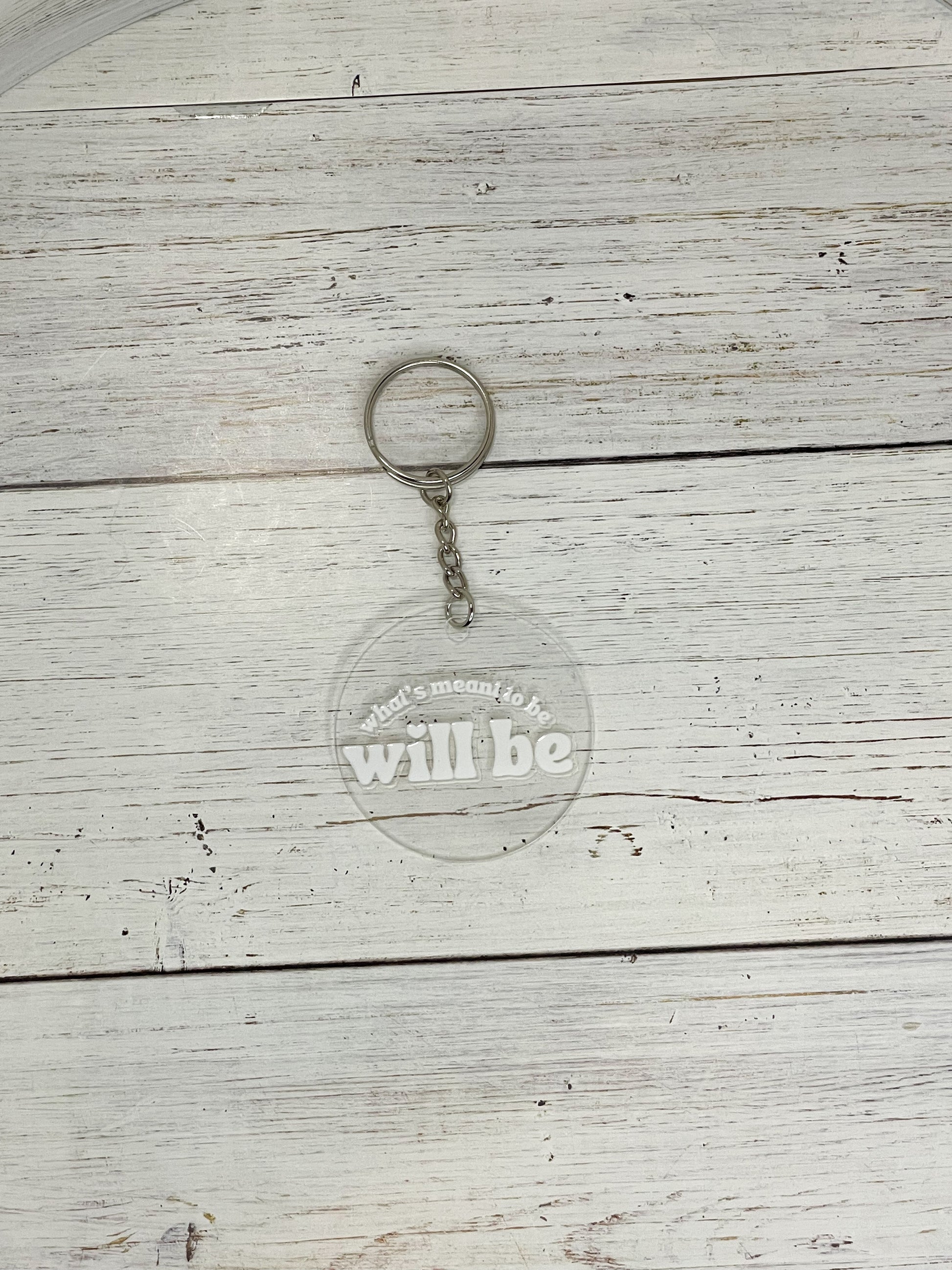 will be white clear acrylic keychain