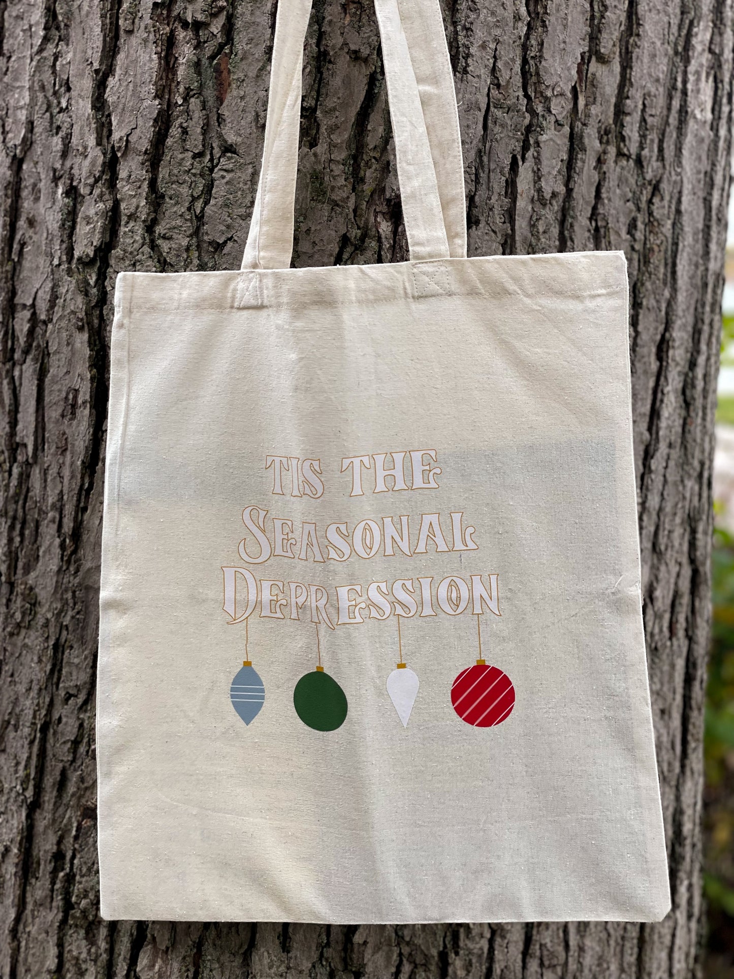 christmas seasonal depression 15x16 canvas tote